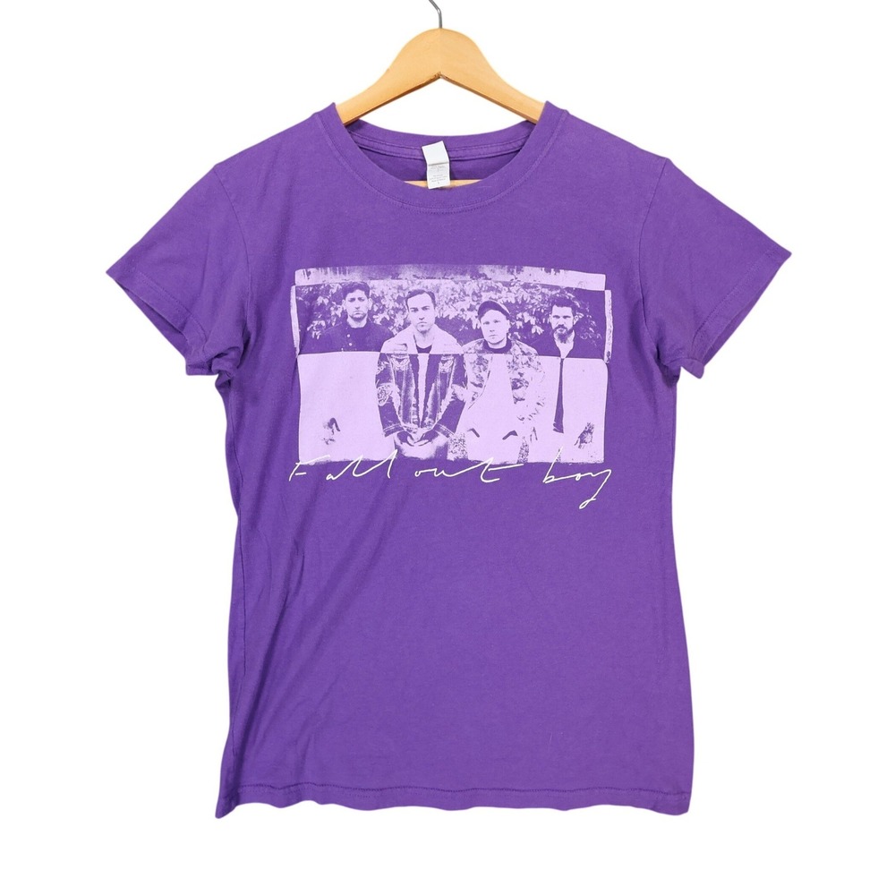 Fall Out Boy Band Tee Womens Large‎ Purple Excellent Graphic Print Short Sleeve